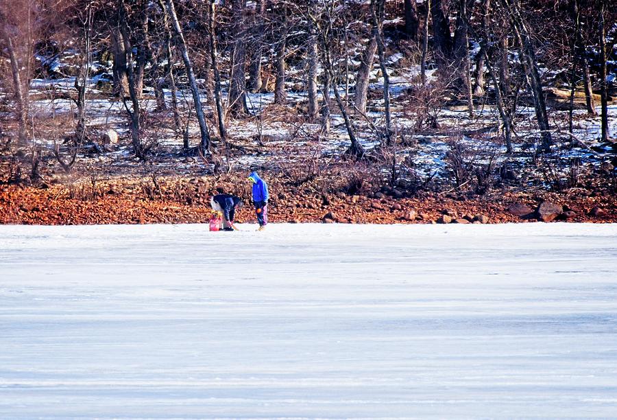 Ice Fishing, Wisconsin River Photograph by Steven Ralser