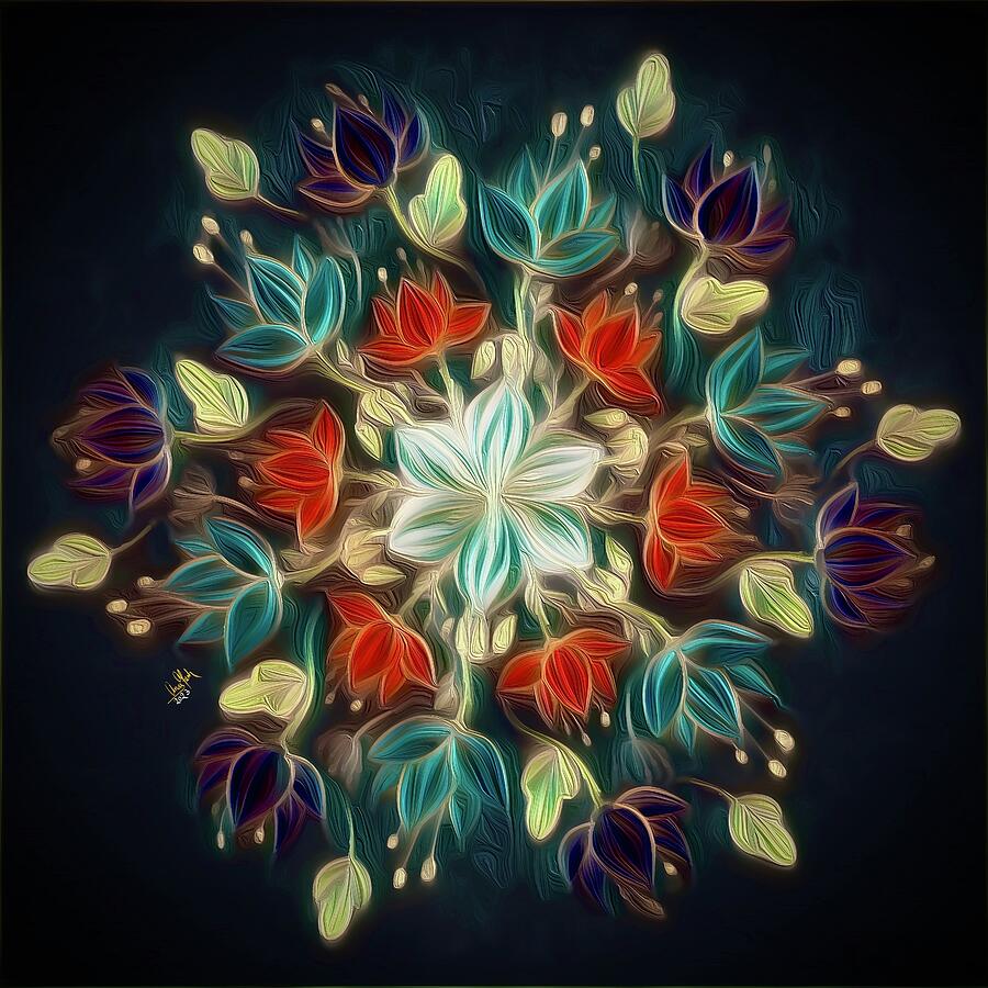 Flower Painting - Ice Flake Mandala Abstract by Anas Afash