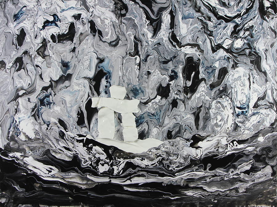 Ice Grotto Inukshuk Painting by Madeleine Arnett