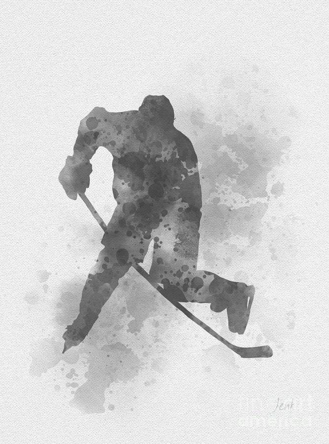 Black And White Mixed Media - Ice hockey Black and White by My Inspiration