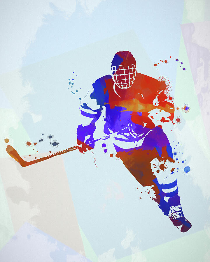 Ice Hockey Player Color Splash Painting by Dan Sproul
