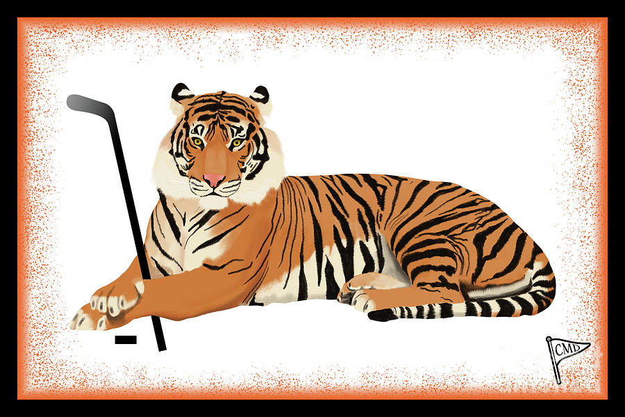 Hockey Digital Art - Ice Hockey Tiger Orange by College Mascot Designs