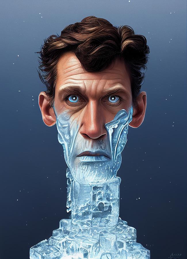 Ice Man Portrait Cartoon Painting by Vincent Monozlay