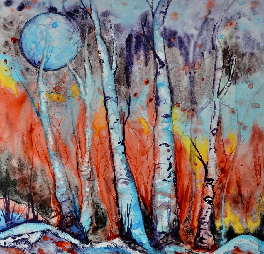Tree Painting - Ice Moon by Beverley Harper Tinsley
