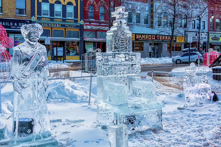 Ice sculptures downtown Collingwood, Ontario Photograph by Tatiana Travelways