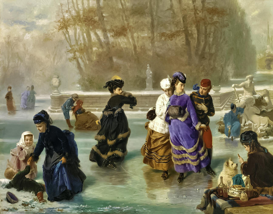 Ice Skating By Charles Edouard Boutibonne Painting