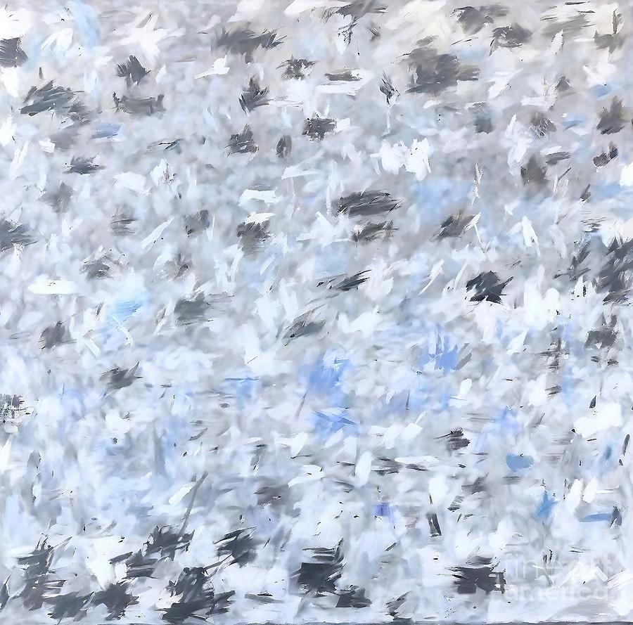 Winter Painting - Ice Winter Frost Blue Abstract Art Painting by N Akkash