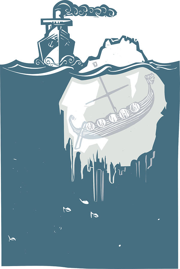 Iceberg Viking Drawing by Jeffrey Thompson