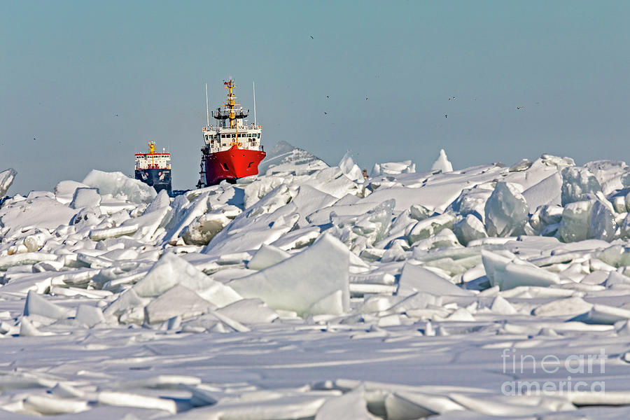 Icebreaker on Great Lakes Photograph by Jim West