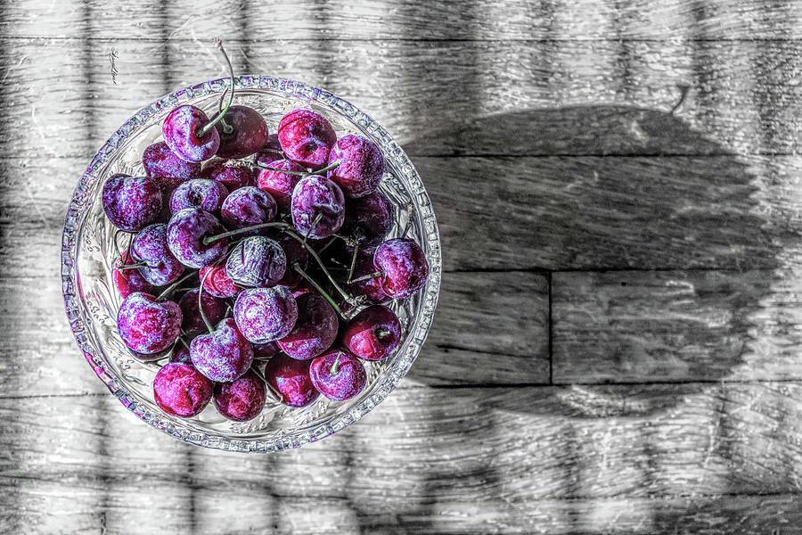 Iced Cherries Selective Color Photograph by Sharon Popek