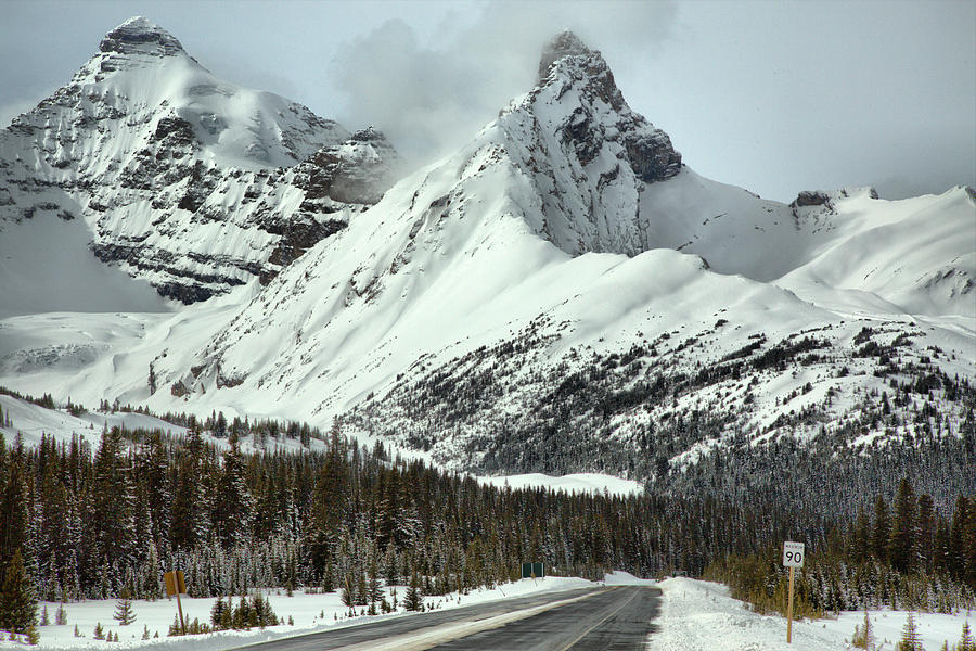 Icefields Parkway Scenic Winter view Photograph by Adam Jewell