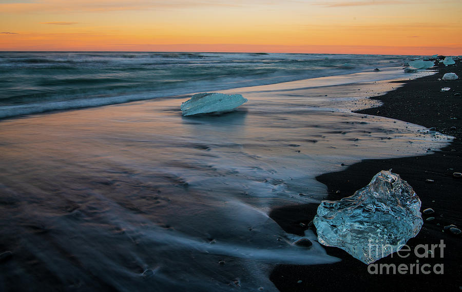 Iceland Black Sands Diamond Beach Sunrise Photograph