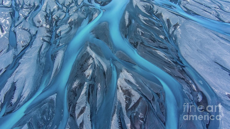 Iceland Braided Blue Rivers Abstract Photograph