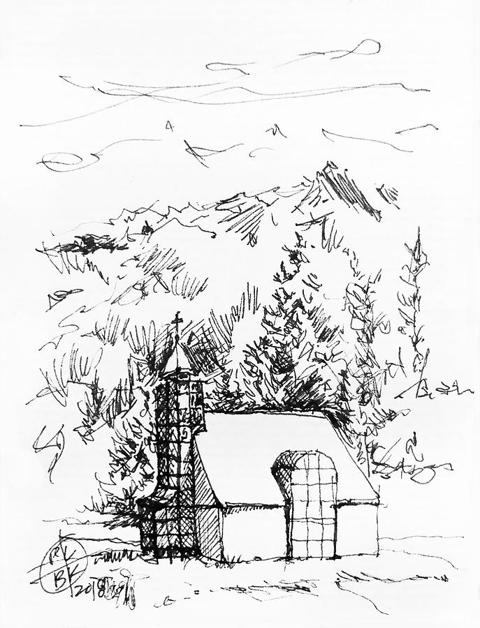 Remote Chapel - Iceland Drawing