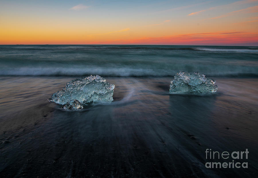 Iceland Diamond Ice Beach Dawn Photograph