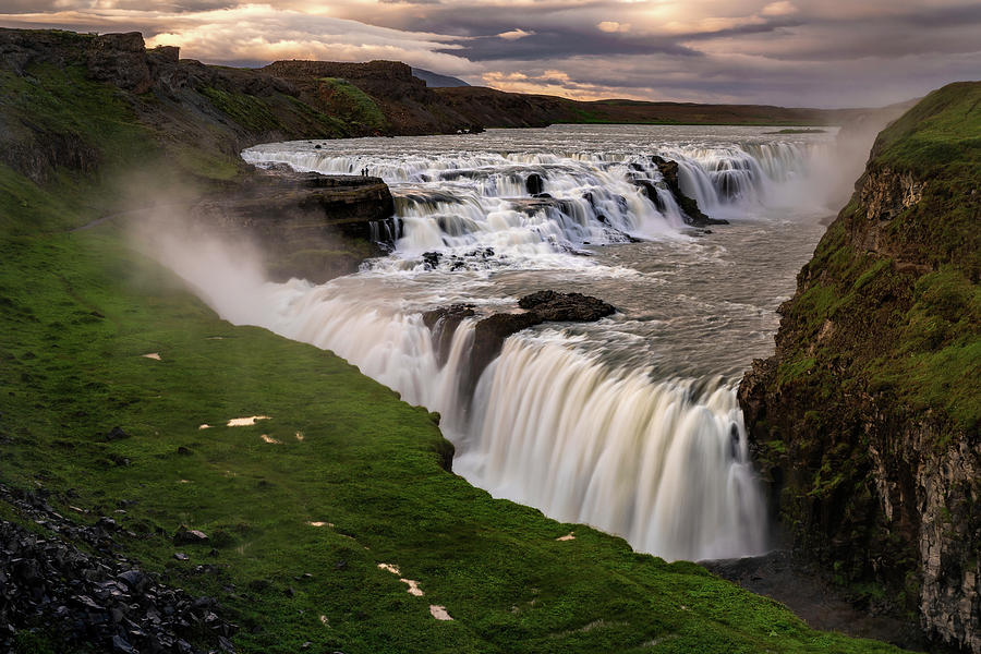 Iceland - Gullfoss waterfalls at sunset Photograph by Olivier Parent