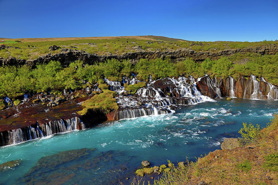Iceland - Hraunfossar Waterfall Photograph by Richard Krebs