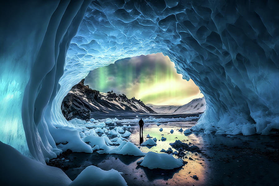 Iceland Ice Cave Digital Art by Wes and Dotty Weber