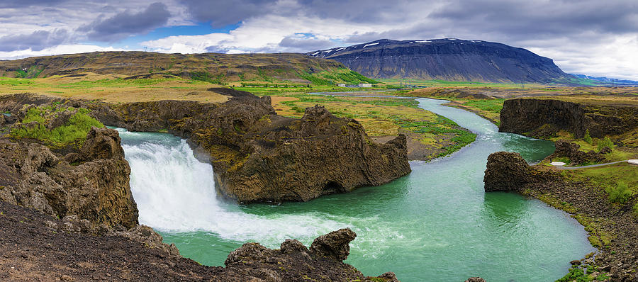 Iceland Panorama Hjalparfoss Waterfall Photograph by Matthias Hauser