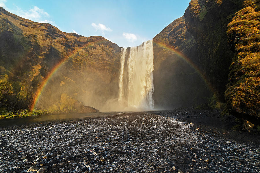 Iceland Skogafoss Full Rainbow Skogar Iceland Photograph by Toby McGuire
