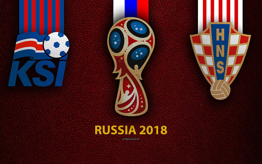 Iceland Vs Croatia 4k Group D Football Logos 18 Fifa World Cup Russia 18 Burgundy Leather Textur Digital Art By Phelp Shawkins