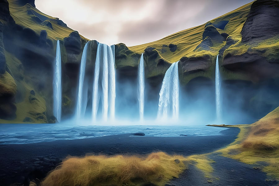 Nature Digital Art - Iceland Waterfall by Manjik Pictures