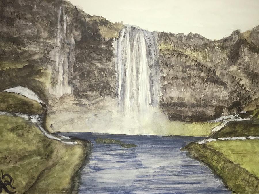 Seljalandsfoss Iceland waterfall Painting by Pattie Spuma | Fine Art ...