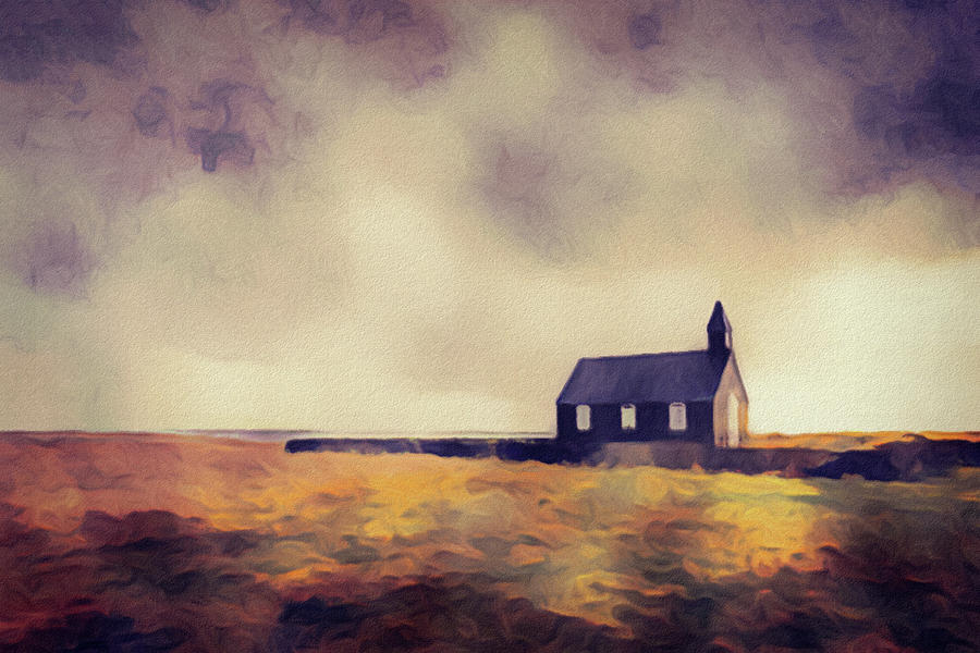 Icelandic Church in Pastel Pastel by Susan Maxwell Schmidt