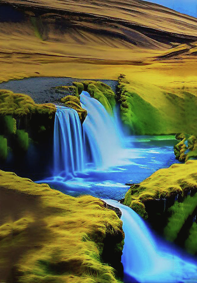 Icelandic falls  Mixed Media by Dennis Baswell