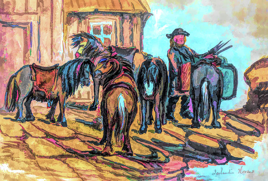 Icelandic Horses 1862 Painting by Bayard Taylor