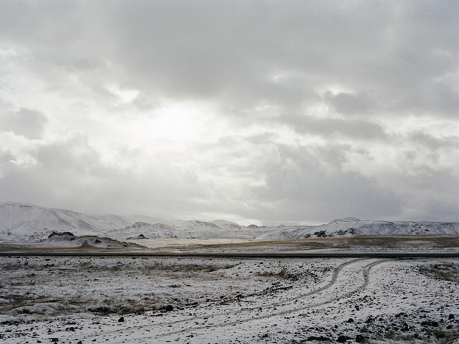 Icelandic landscape of snow covered road Photograph by Erik Von Weber