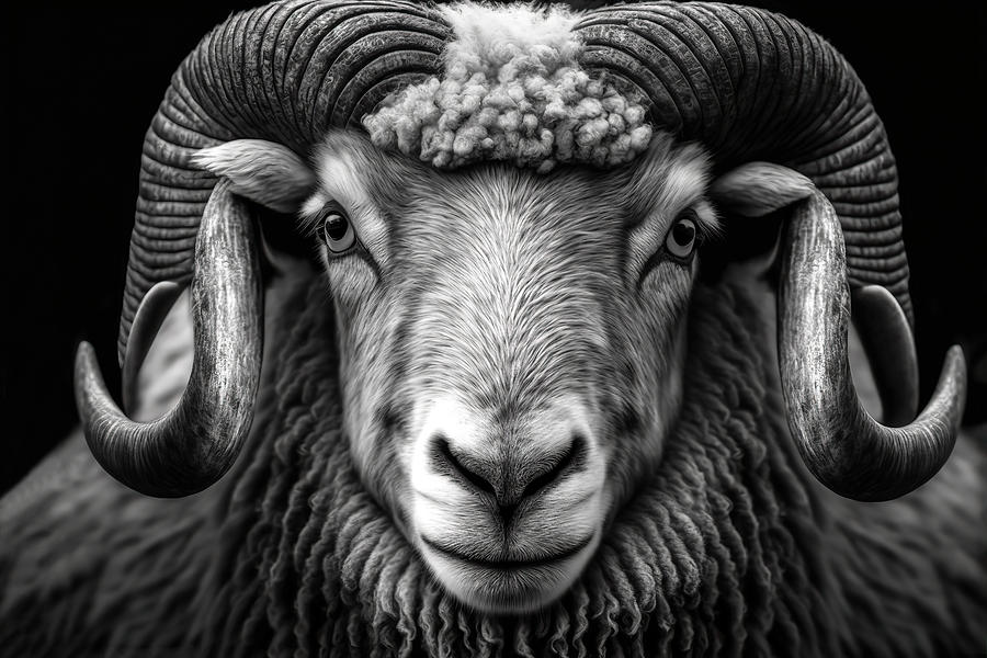 Icelandic  Ram Double Curl Digital Art by Wes and Dotty Weber