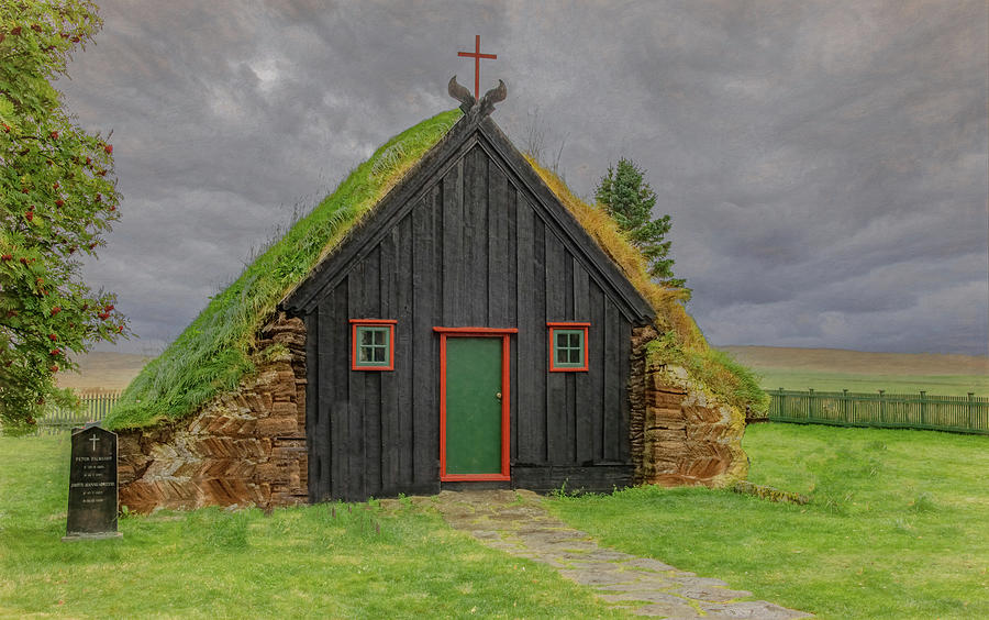 Icelands Grafarkirkja Turf Church Photograph by Marcy Wielfaert