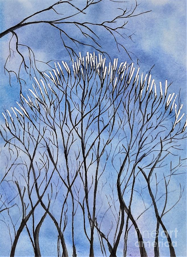 Winter Painting - Icicle Tree by L A Feldstein
