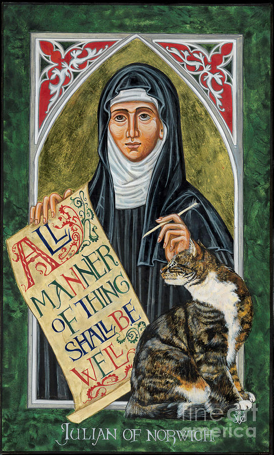 Cat Painting - Icon of Julian of Norwich by Juliet Venter