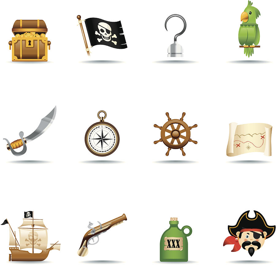 Icon Set, Pirates Drawing by Roccomontoya