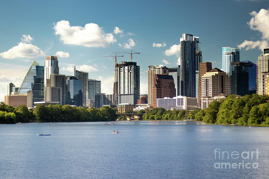 Iconic Austin Texas Skyline and Kayakers on Lady Bird Lake Photograph by Brigitte Blanchette Thompson Iconic Austin Texas Skyline and Kayakers on Lady Bird Lake Photograph by Brigitte Blanchette Thompson