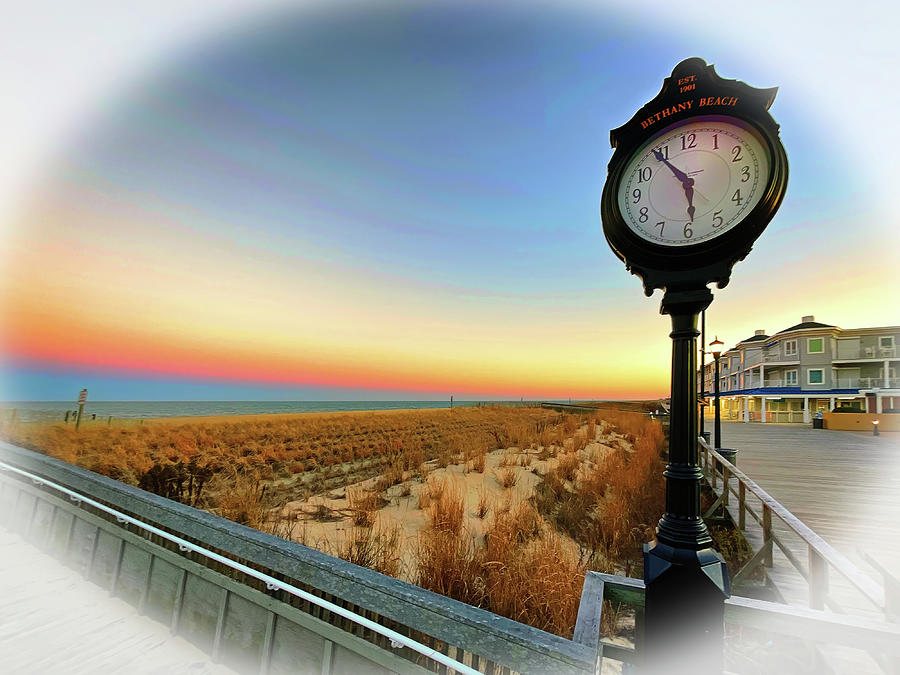 Iconic Bethany Beach Clock Photograph by Bill Swartwout