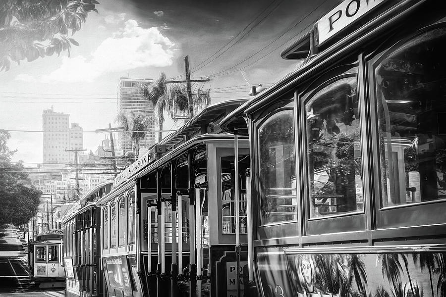 Iconic Cable Cars of San Francisco Black and White  Photograph by Carol Japp