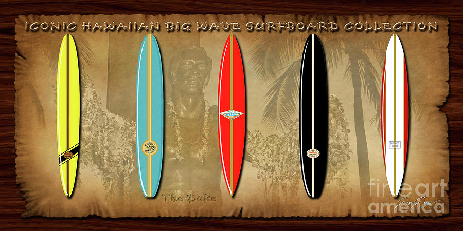 Surfboards Photograph - Iconic Hawaiian Big Wave Surfboard Collection Set of 5 by Aloha Art