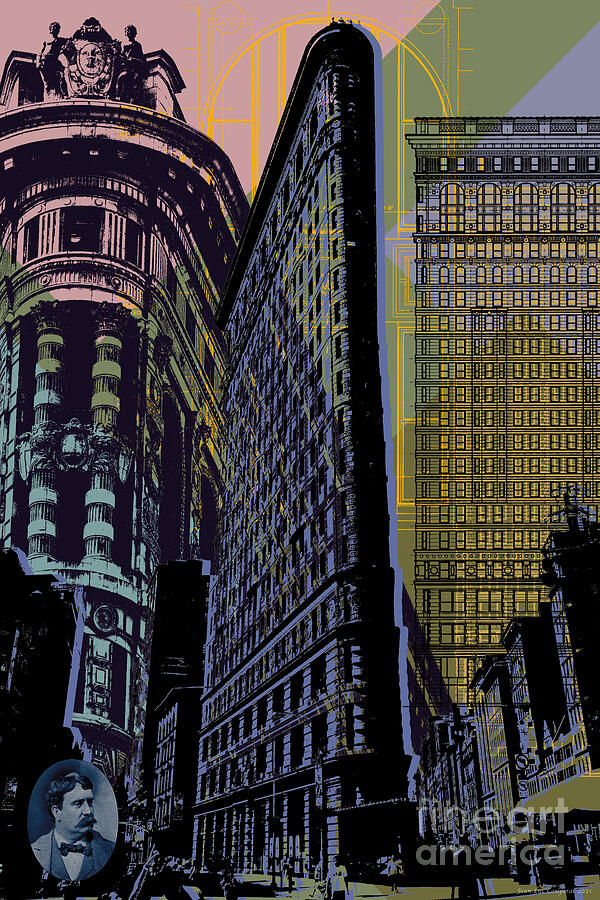 Flatiron Building - NYC iconic skyscraper Digital Art by Jean luc Comperat