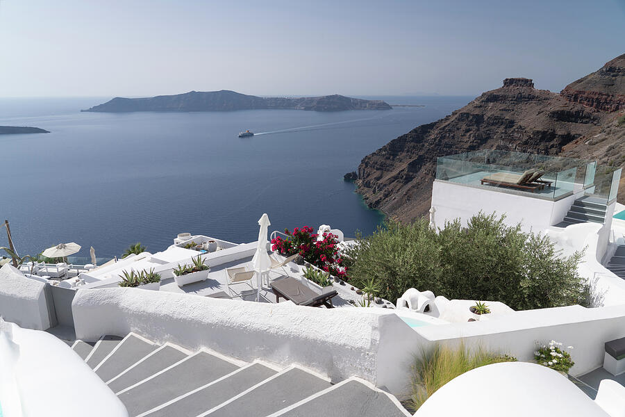 Iconic Views from Fira Santorini Greece The Stairs Photograph by Wayne Moran