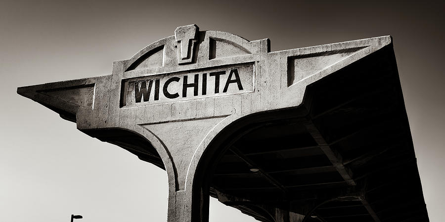 Iconic Wichita Kansas Union Station Architectural Panorama in Sepia Photograph by Gregory Ballos