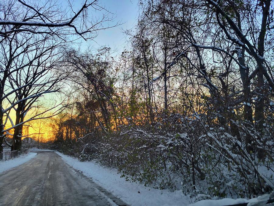 Icy Backroad at Sunset  Photograph by Ally White