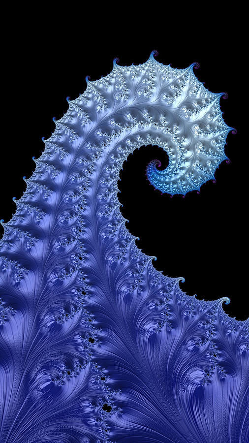 Icy Blue Fractal Tidal Wave  Digital Art by Shelli Fitzpatrick