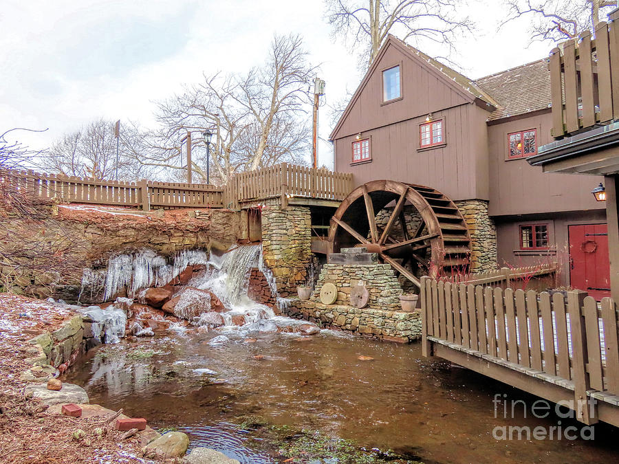Winter Photograph - Icy brook Plimoth Grist Mill 2024  by Janice Drew