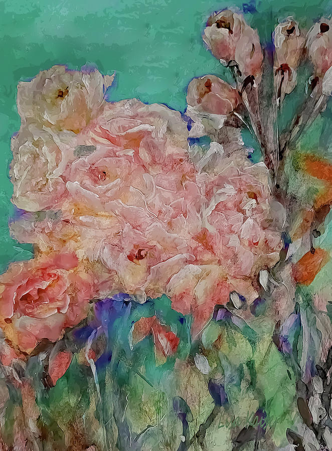 Icy Cold Rose Garden Painting by Lisa Kaiser