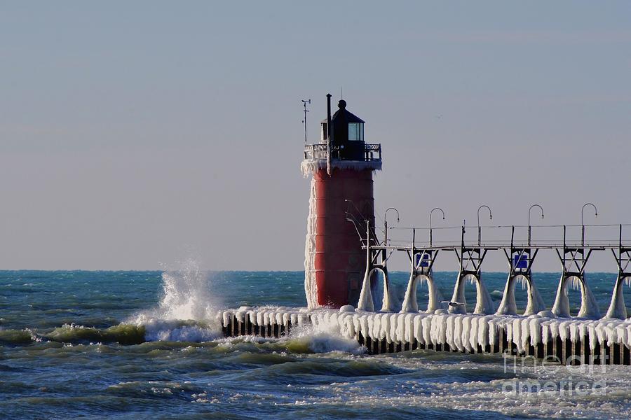 Icy Lighthouse Photograph by Randy Pollard
