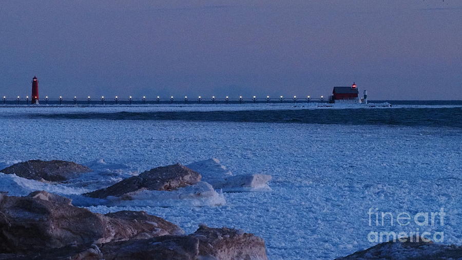 Icy Lights of the Grand Haven South Pierhead Outer Lighthouse Photograph by Tony Lee
