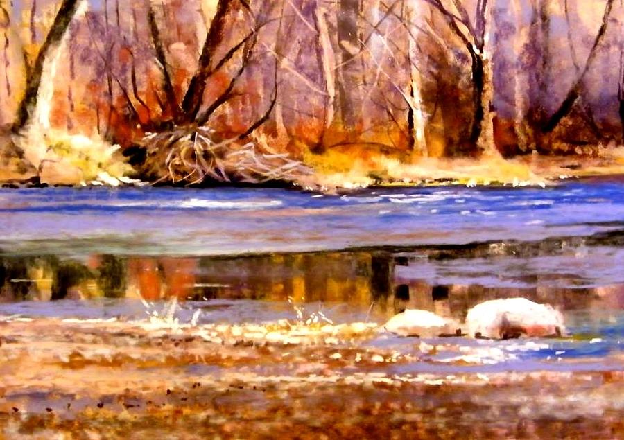 Icy River Painting by Joseph Barani Icy River Painting by Joseph Barani